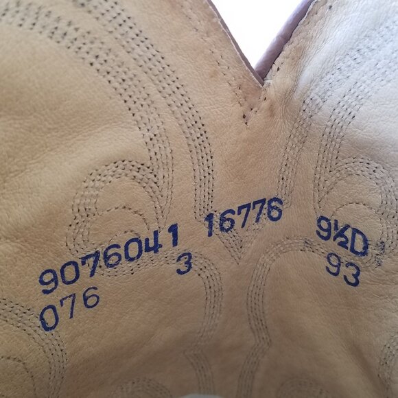 Vintage Goatskin Mens Brown Leather Cowboy Western Boots 9.5 D 16776 USA - Picture 8 of 14